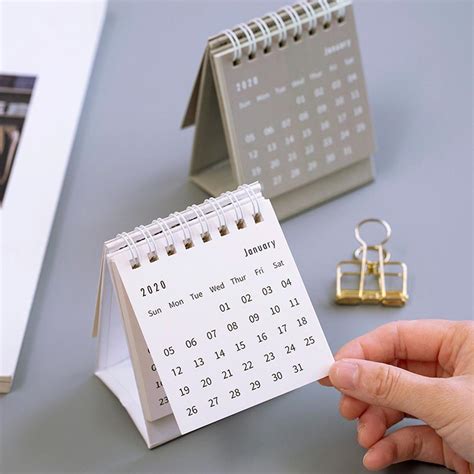 2020 Mini Desk Calendar Stand Up Flip Daily Monthly Table Planner