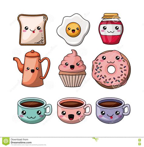 Ein niedliches einhorn zeichnen diy einhorn cute pics to. Set Kawaii Style Food Isolated Icon Design Stock Vector ...