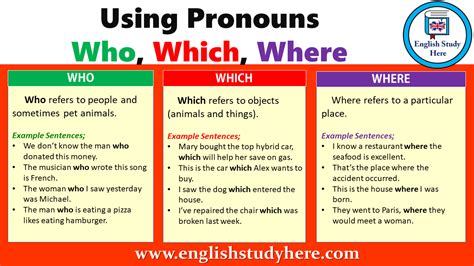 Using Pronouns Who Which Where Pronouns Who Where Which In English Who Who Refers To