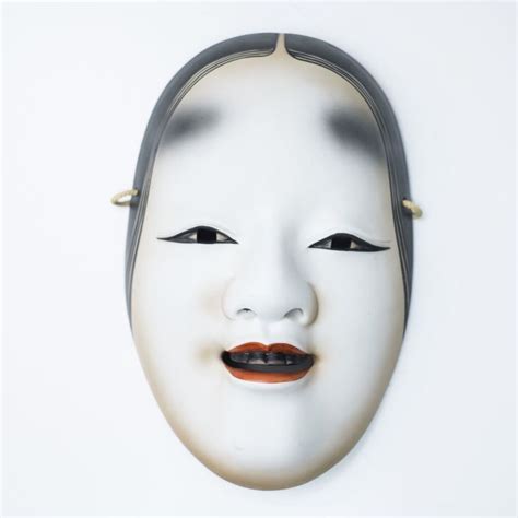 Vintage Japanese Noh Theatre Female Onna Ko Omote Wooden Men Mask