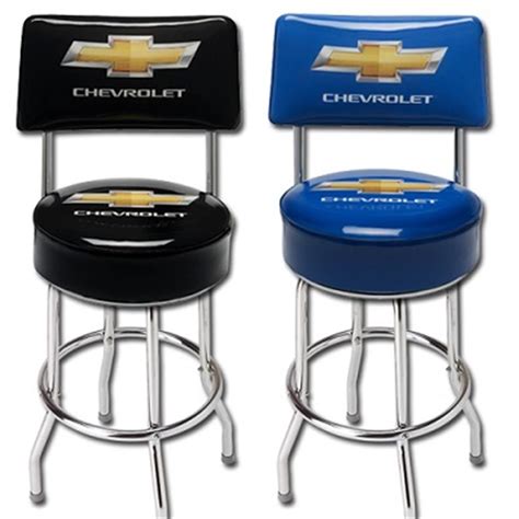 Stool in massive beech wood, seat in plywood with seventeen different fi nishes. Chevrolet Bowtie Shop Stools with Backrest Blue or Black ...