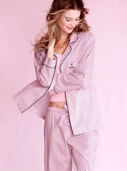 Victorias Secret The Cotton Mayfair Pajama In Pink Ink Iconic Dot Lyst