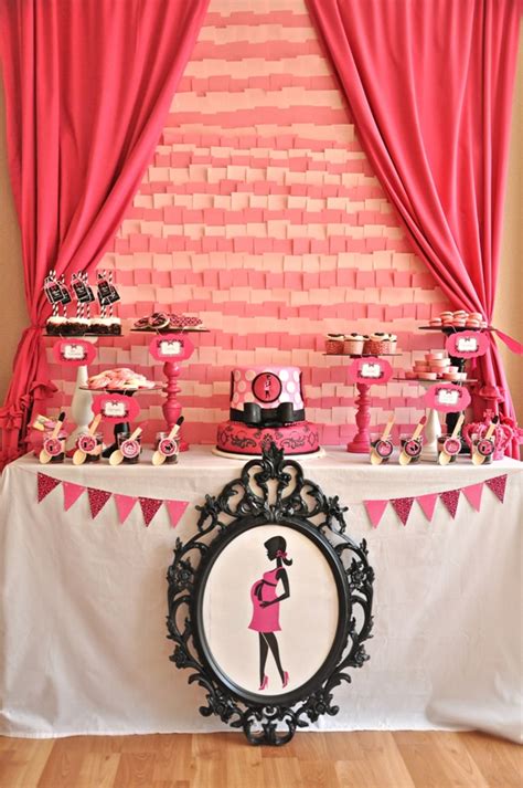 We are loving this elegant pink baby shower table! Pink & Black Glam Baby Shower with Printables - Party ...