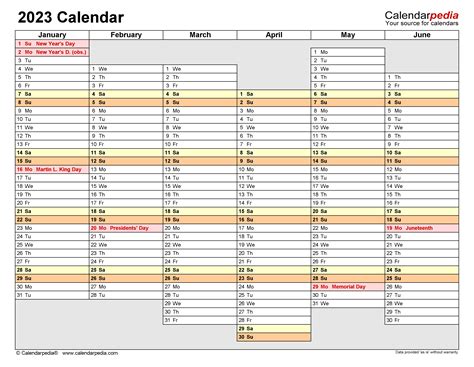 Calendar Pdf Word Excel Calendar Free Printable Pdf Templates Calendarpedia