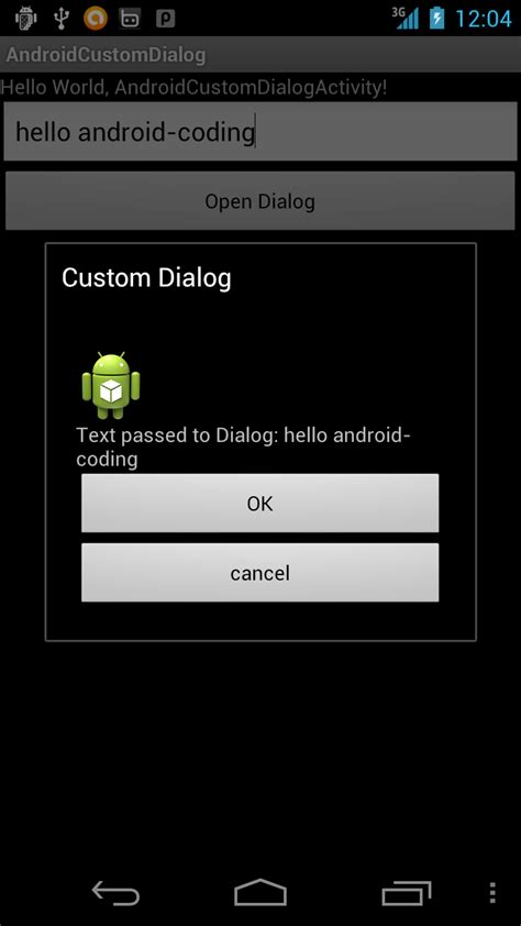 Android Coding Custom Dialog With Data Passed In Bundle