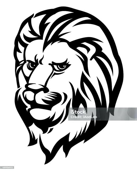 Kepala Singa Hitam Dan Putih Ilustrasi Stok Unduh Gambar Sekarang