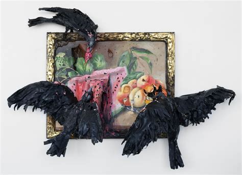 Valerie Hegarty Still Life With Watermelon Peaches And Crows Still