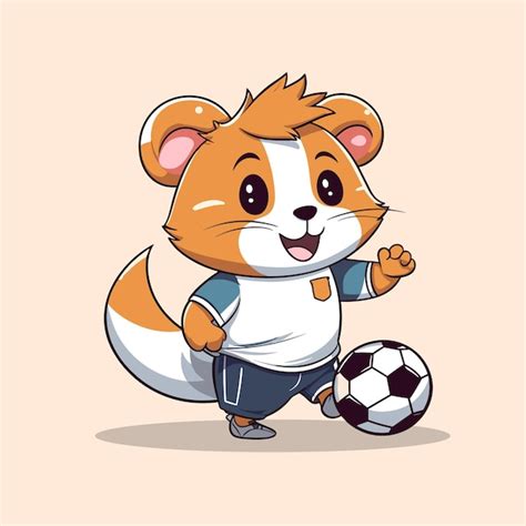 Premium Vector Cute Hamster Playing Football Vector Illustration