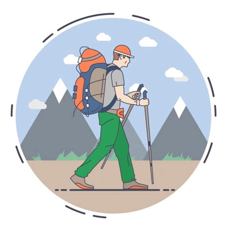 Man Hiking Flat Illustration Vector Free Download