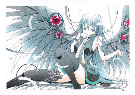 Hatsune Miku Vocaloid Wings Angel Twintails Sexy Cute Girl Blue