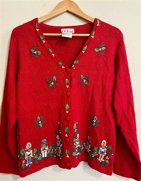 Vintage Nutcracker Cardigan Sweater Ugly Christmas Sweater Etsy