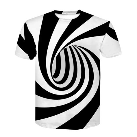 Harajuku T Shirt Men Print Paisley Vertigo Hypnotic Hole 3d Tops Top White Tshirt Men Hip Hop
