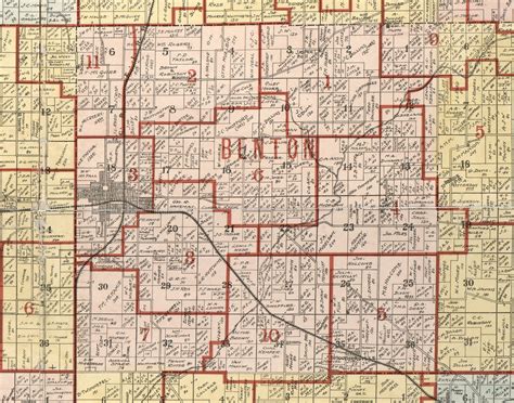 Benton Illinois 1900 Old Town Map Custom Print Franklin Co Old Maps