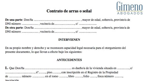 Qué es un contrato de arras Gimeno Abogados