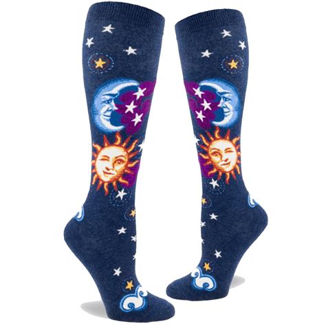 celestial sun and moon women s knee high socks john s crazy socks