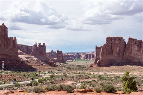 Arches National Park In Utah At The Courthouse Towers Viewpoint