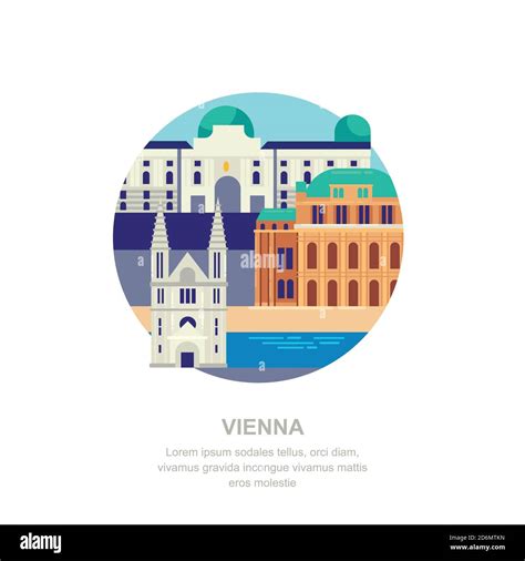 Travel To Austria Vector Flat Illustration Vienna City Symbols And