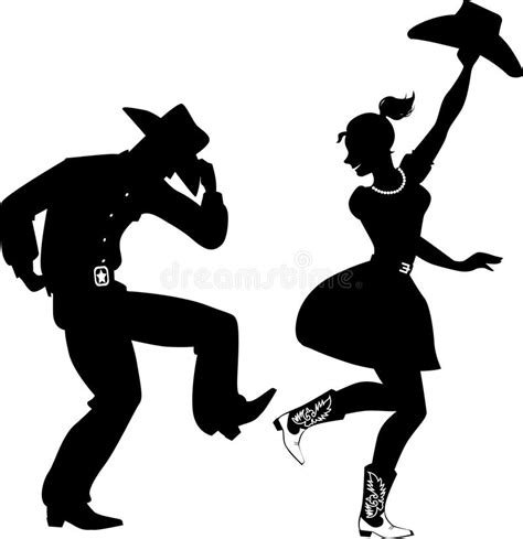 Silhouette Of Country-Western Dancers Stock Vector ...