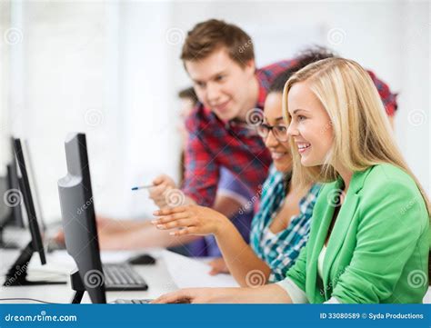 Students With Computer Studying At School Stock Image Image Of Modern