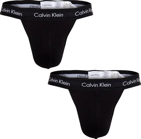 Calvin Klein Cotton Stretch Thong 2 Pack Black Pris