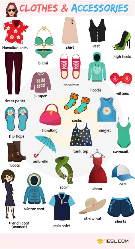 Clothes And Accessories Names In English With Pictures • 7esl