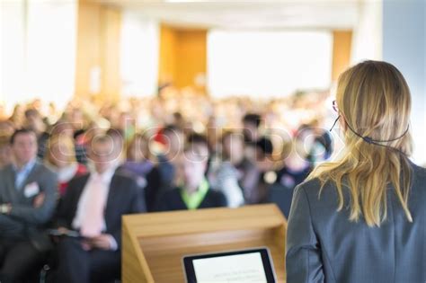 Female Speaker At Business Conference Stock Image Colourbox