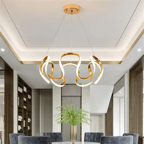 Modern Curved Led Goldsilver Chandelier Lighting N Lighten