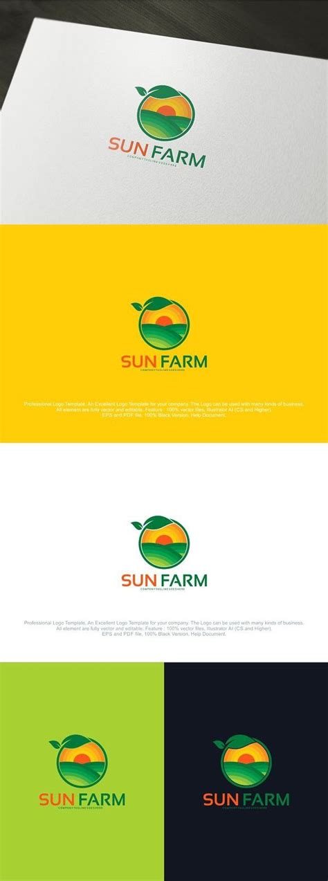 Sun Farm Logo Design Template Professional Logo Design Logo Design