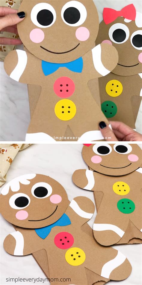 Gingerbread Man Paper Bag Puppet Craft Free Template Preschool