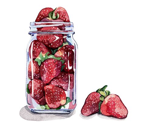Strawberries In A Jar Holly Exley Illustration Food Illustrations