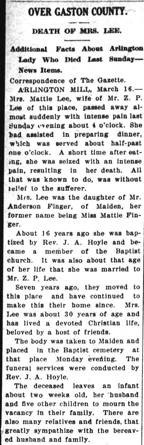 Martha J. Finger Lee (1874-1910) – Memorial Find a Grave