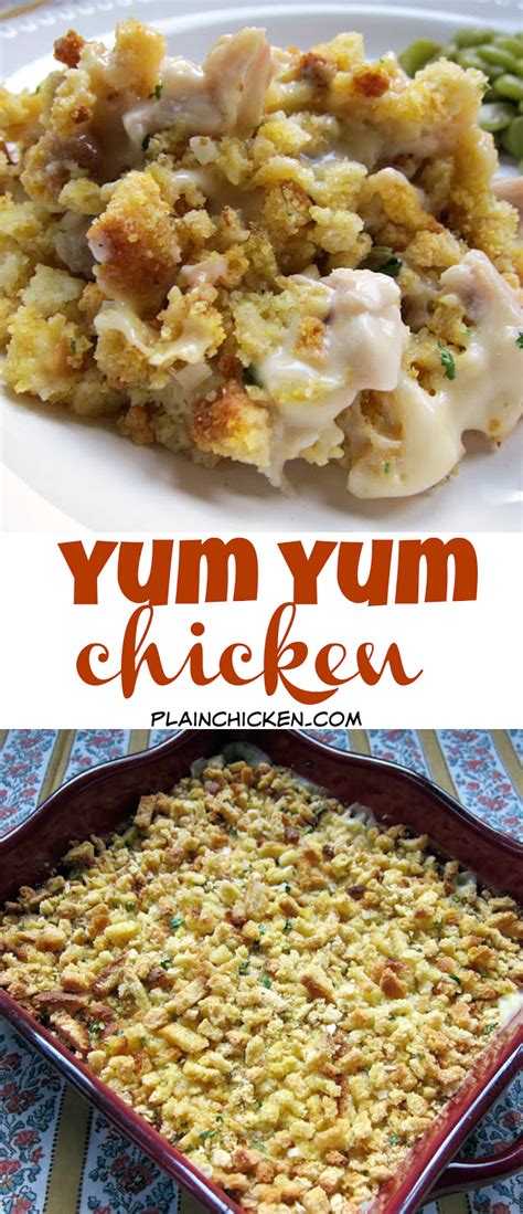 First of all there is the this is an old, old recipe. Yum Yum Chicken | Plain Chicken®