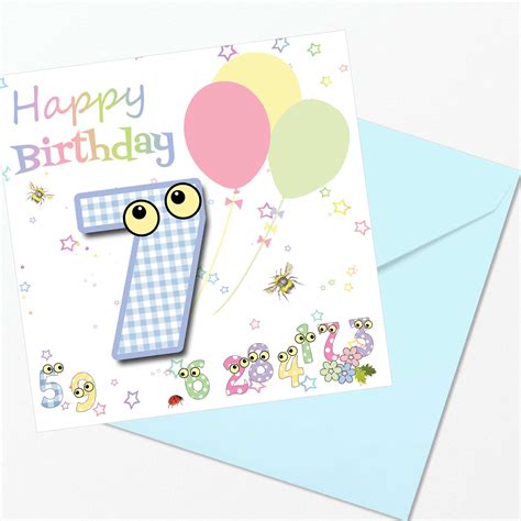 Childs Card 7th Birthday Card The Number People Paradis Terrestre