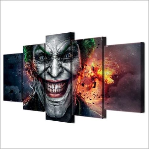 Super Villain Joker Dc 5 Panel Canvas Art Wall Decor Canvas Storm