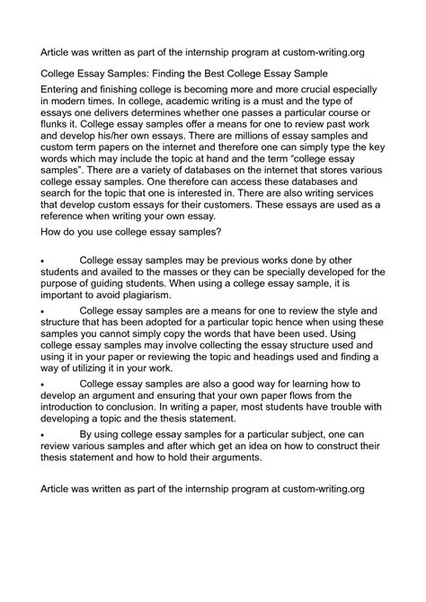 Make sure your writings are accurate & free from plagiarism. 010 Best Essays Essay Example College Outline Template ...
