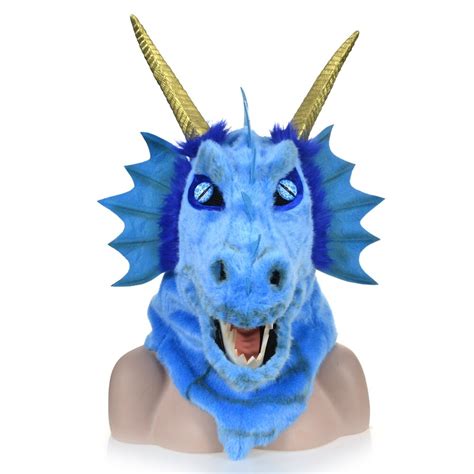Custom Design Moving Mouth Blue Dragon Head Colorful Animal Fur Party