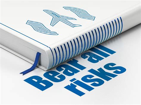 Insurance Concept: Book Airplane And Palm, Bear All Risks ...