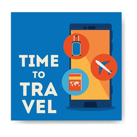 Time Travel Poster With Smartphone And Summer Icons 4831585 Vector Art
