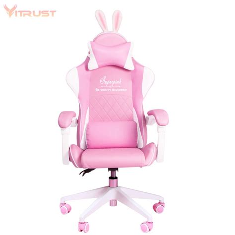 Pink Gaming Chair Pu Leather High Back Ergonomic Racing Office Desk Computer Chairs With Lumbar