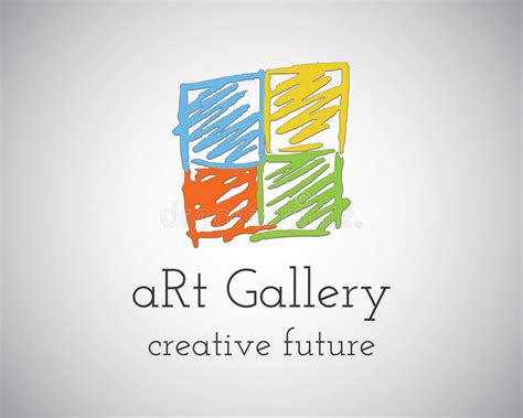 Abstract Hand Drawn Art Gallery Logo Design Stock Illustration