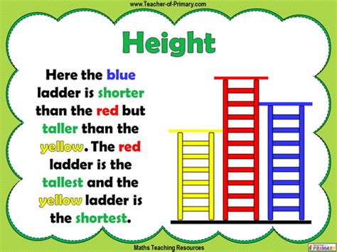 Comparing Lengths And Heights Year 1 Teaching Resources
