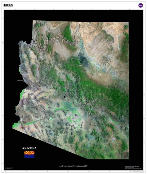 The Arizona Satellite Imagery State Map Poster Map Poster Sierra