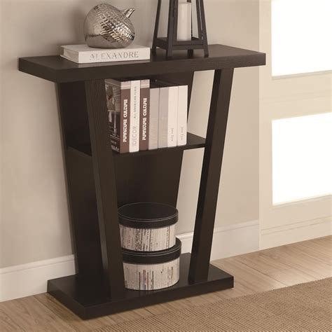Coaster Accent Tables 950136 Angled Cappuccino Entry Table With Storage