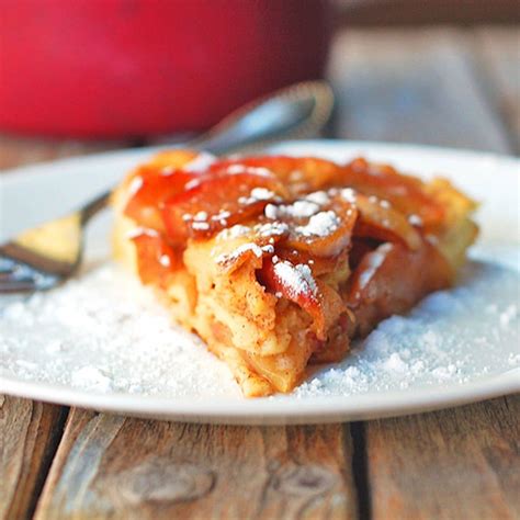Baked Apple Pancake With Apple Cider Syrup Recipe Pinch Of Yum