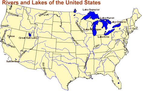 Map United States Rivers Lakes Direct Map