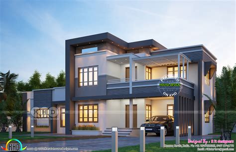3 Bedroom Contemporary Flat Roof House Kerala Home Design And Floor