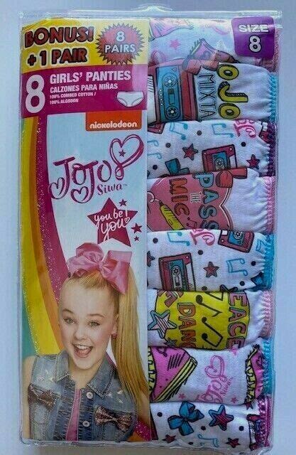 Nickelodeon Jojo Siwa Girls 8 Pair Pack Panties Underwear Size 6 For