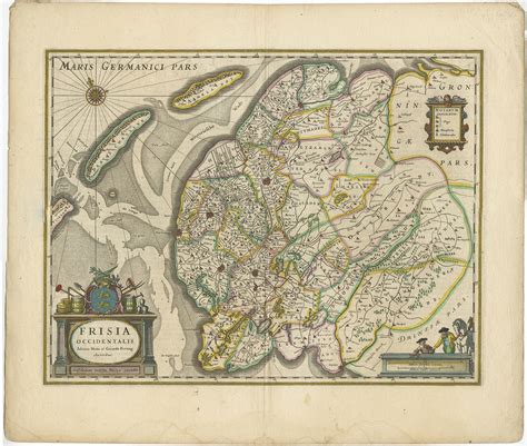 Antique Map Of Friesland By Blaeu C 1643