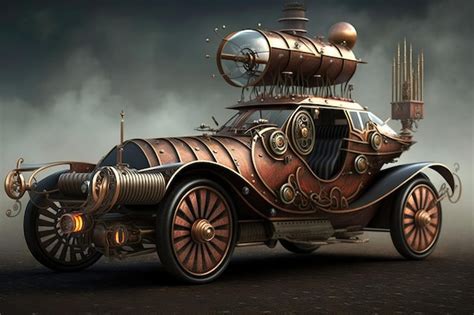 Premium Ai Image Steampunk Car Art Futuristic Design Generative Ai