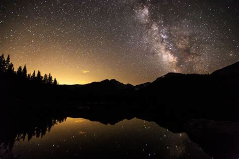 Milky Way And Sky Glow Over Bear Lake Rocky Mountains Milky Way Sky